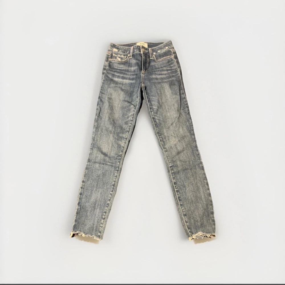 PAIGE Distressed Blue Gray Skinny Jeans